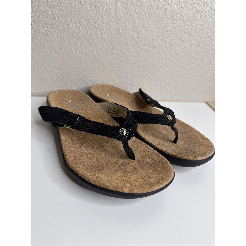 Revere Napoli Sandals Flip Flops Black Lizard Embossed Leather Shoes 37 6
